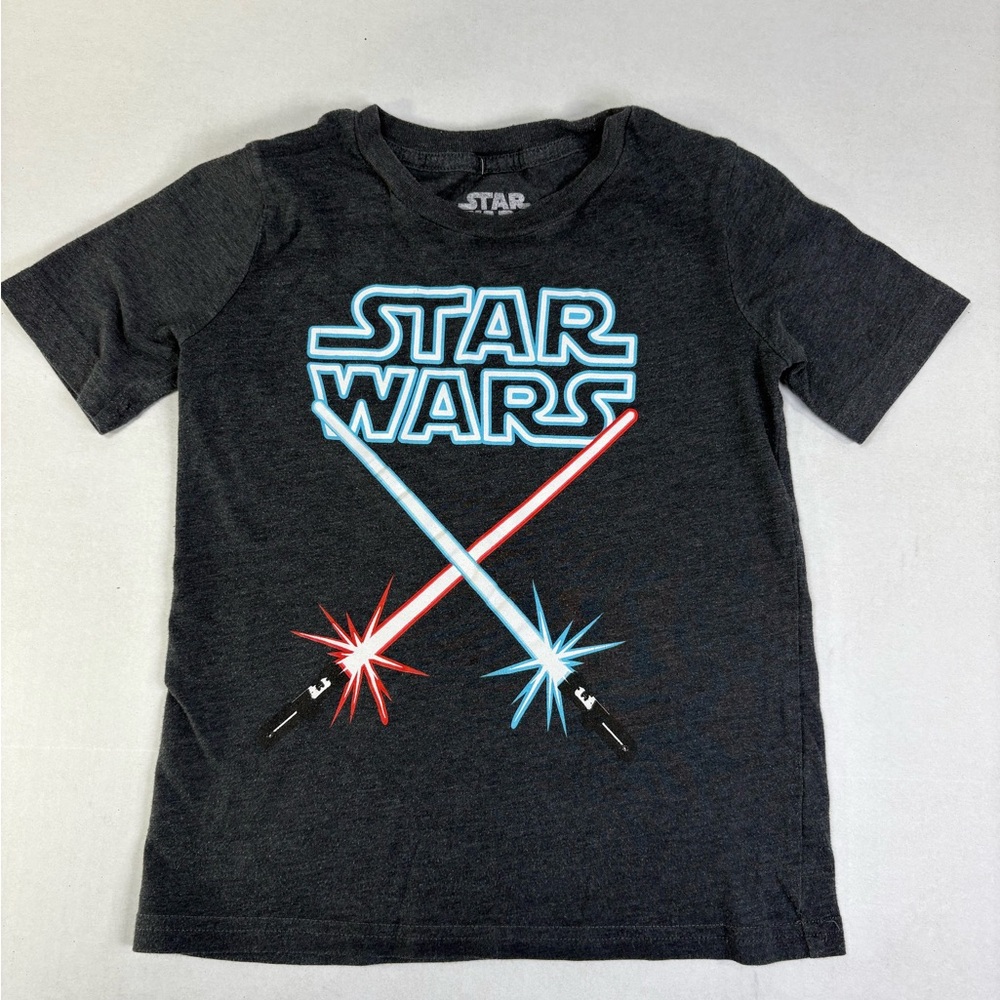 Star Wars Jumping Beans T-Shirt Size 6 Charcoal Graphic Tee Lightsaber